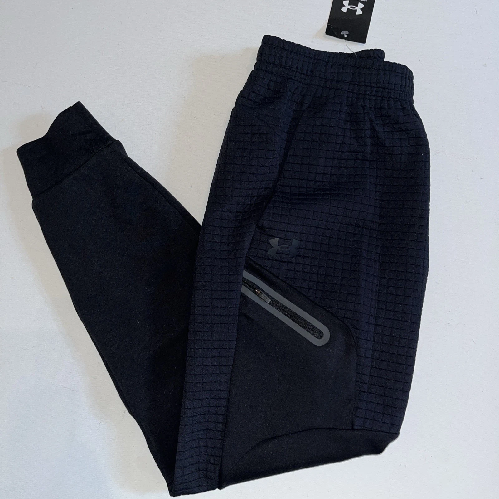 Under Armour Unstoppable Fleece Grid UA Joggers Mens S Black utility pocket $110