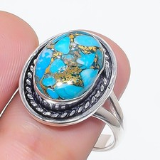Natural Copper Turquoise Gemstone 925 Sterling Silver Ring All Size U.S.A 