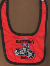 Little Motorcycle Dude Baby Bib, Embroidered, OS One Size, Red Black Boy Infant