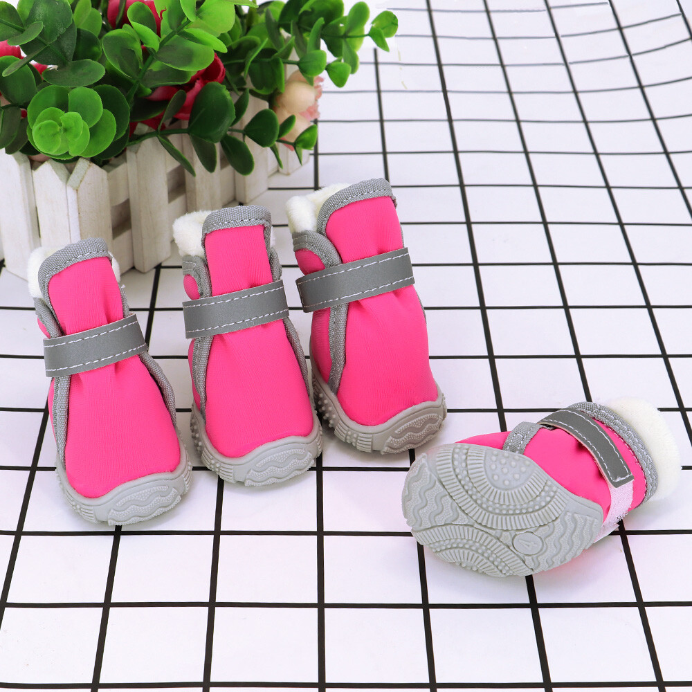 4pcs Small Dog Shoes Waterproof Pet Puppy Anti Slip Boots Warm Padded