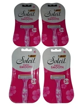 Bic Soleil Simply Smooth Disposable Razors - Lot Of (4) Packs (12 Total)
