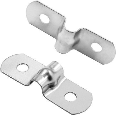 60 Pcs M5 Rigid Pipe Strap, 1/5'' Stainless Steel Two Hole Strap U Bracket Pipe C