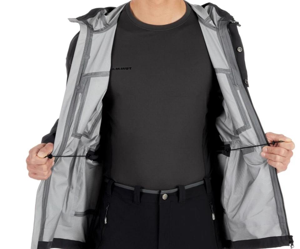 NUEVO CON ETIQUETAS Chaqueta de Lluvia Para Hombres Mammut Zinal HS Con Capucha Tecnología Seca Pro Negra Talla L Foto 3 de 4