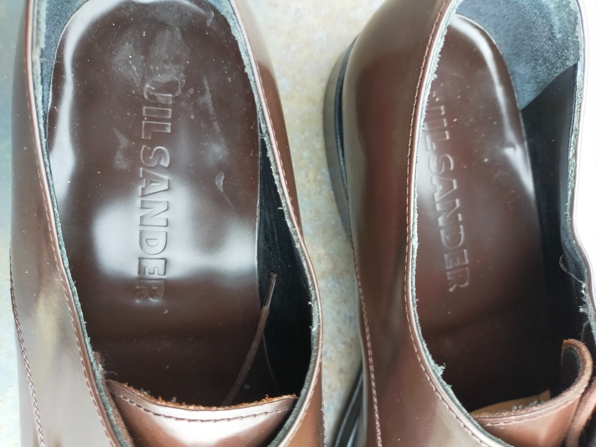 Jil Sander mens Leather Dark Brown Lace up Derby Shoes UK 9 