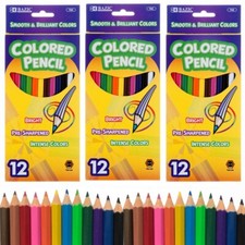 Bright Colored Pencils Pre-Sharpened Drawing School Kids Coloring Art, 3 PACK