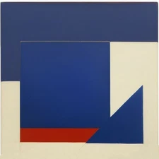 Medium Abstract Painting 2x2 ft. Post-Modernism Geometric Demrin Cubism II NEW