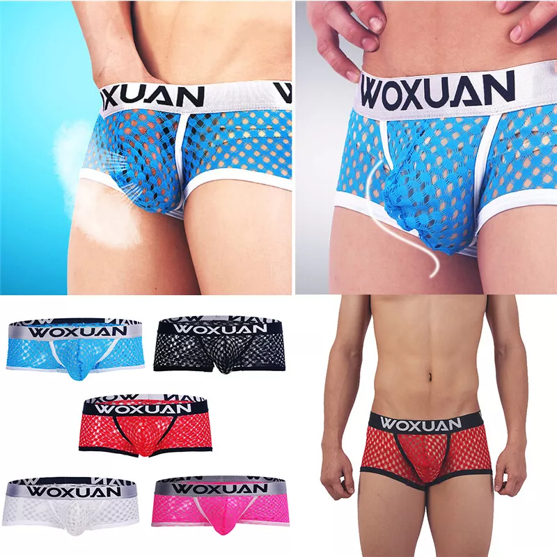 Men Sexy Underwear Breathable Net Hole Male Gay Underpants Boxer Briefs  Panties