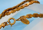 Miriam Haskell Signed 36" Heavy Russian Gold Gilt Chain Necklace Vintage Rare