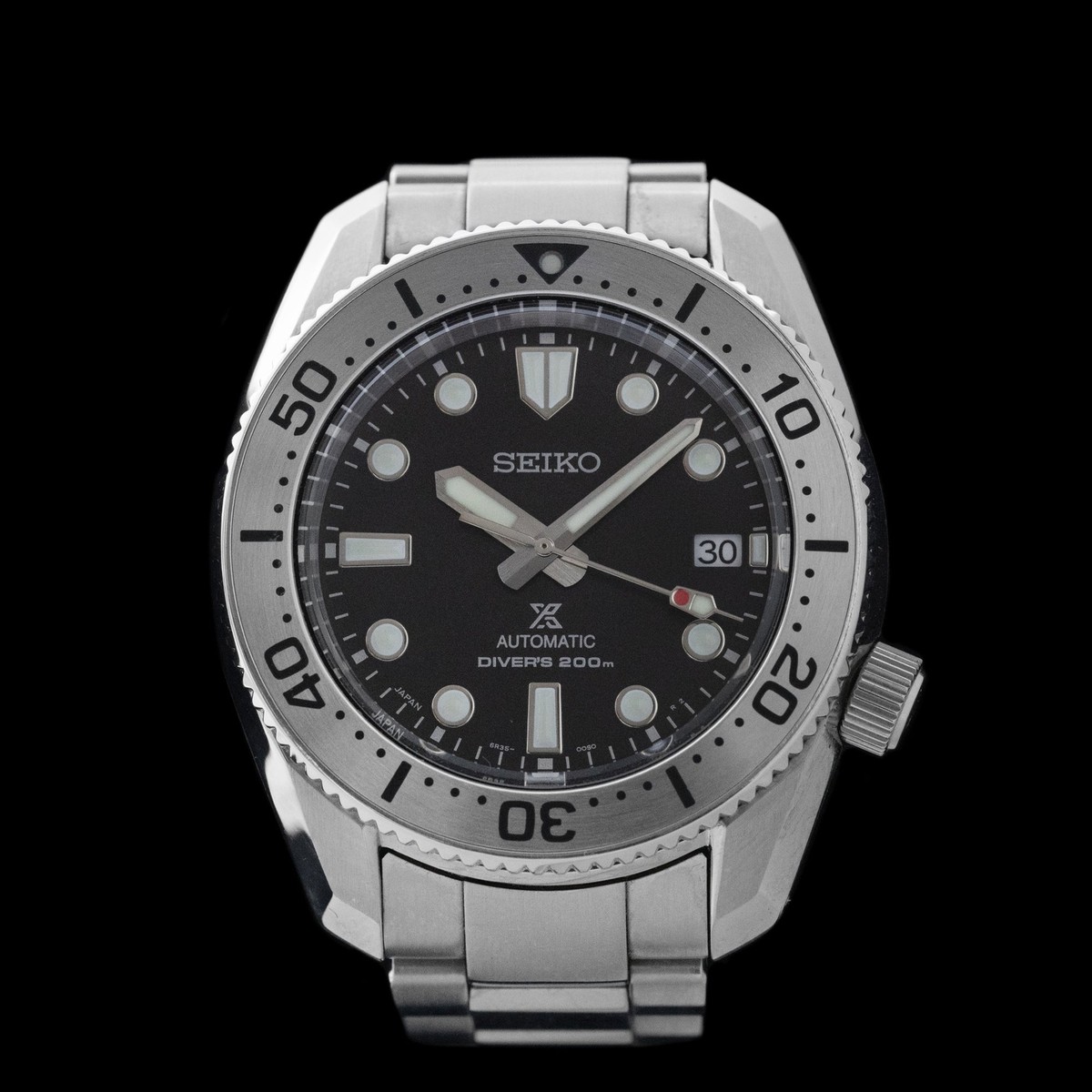 Seiko Prospex Men's Black Watch with Stainless Steel Bracelet