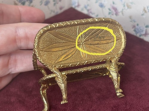 Small Scale Gold Petit Needlepoint Louis the 14th Miniature Settee - Picture 5 of 9