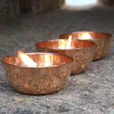 Handmade Copper Tea Light Candle Holder Set of 3 Wedding Gift Decor Votive