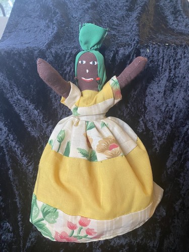 VTG 1970'S Jamaican Doll Handmade Black Topsy Turvy Flip Doll 10" - Picture 4 of 6