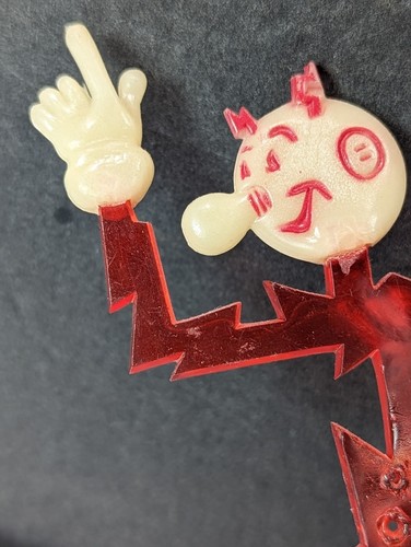 Vintage REDDY KILOWATT Business card Figure Red w/Black Stand 1940's ERA GLOWS - Picture 13 of 18