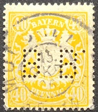 Bavaria  68 - Coat of Arms "1900 Yellow" - B.B. PERFIN - Stamp