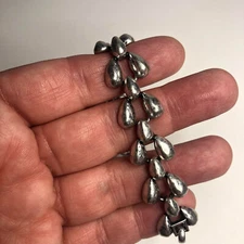 366 Lucky Brand boho silvertone hammered teardrop link bracelet 6"-8"