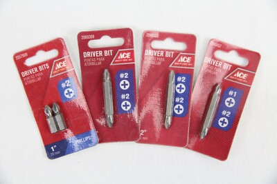 Lot of 4 Packs Ace #1, #2 Philips Driver Bits