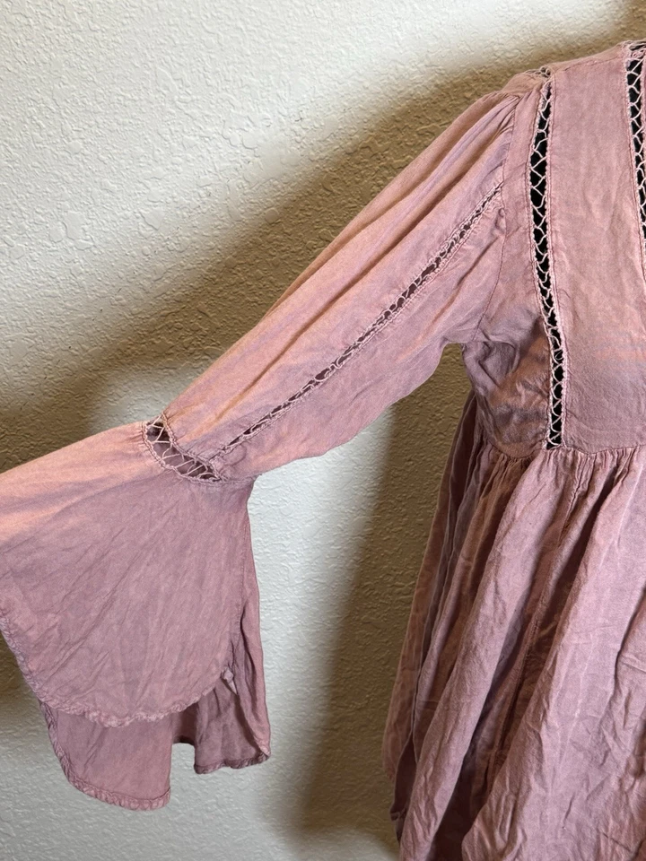 Raviya Women light purple pink Long Sleeve Blouse beach boho Sz Small - Изображение 3 из 4