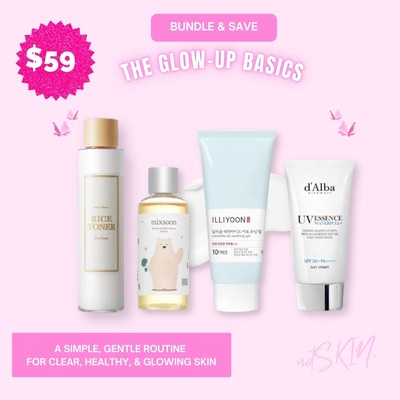 K-Beauty Skincare Set (4 Pieces) - Toner, Essence, Moisturizer, and SPF Bundle