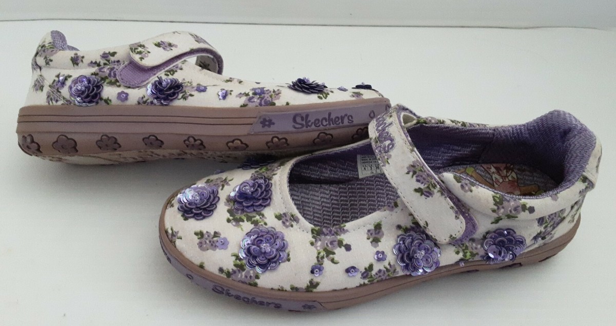 Rare! Punkie Rose by Skechers Sequined Shoes Girl's Sz 4 Purple