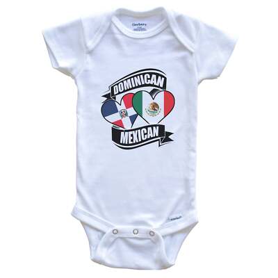Dominican Mexican Hearts Dominican Republic Mexico Flags Baby Bodysuit