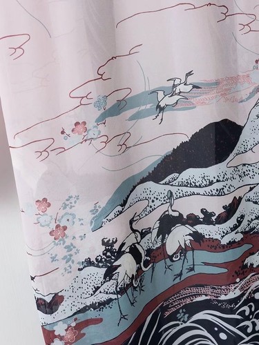 Lady Japanese Crane Print Cardigan Kimono Yukata Sunscreen Beach Summer Top Coat - Picture 5 of 13