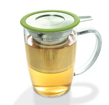 FORLIFE NewLeaf Glass Tea 16-Ounce Mug with Infuser and Lid, Lime,Mugs