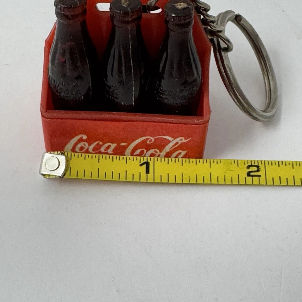 Vintage Coca Cola Keychain Plastic Mini Bottles Red Carton 6-Pack 1970s - Image 3 of 4