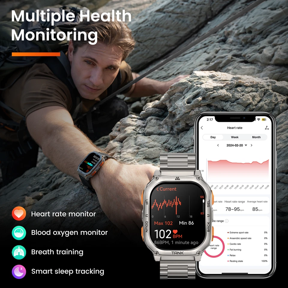 KOSPET® TANK M3 ULTRA GPS Smartwatch Herren AMOLED 1000nit Herzfrequenz 15 Tage - Bild 4 von 4