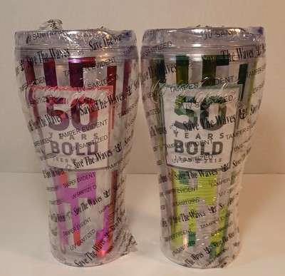 2 Royal Caribbean Sealed Travel Tumblers Purple Green 50 Years Bold Coca-cola