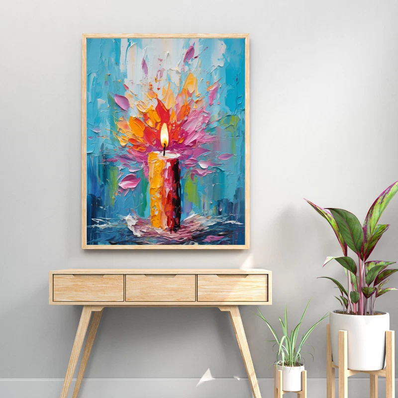 Abstract Colorful Candle Canvas Wall Art