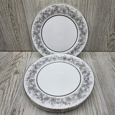 Set Of 4 Sango Florentine Salad Plates 7 5/8'' Vintage Japan Platinum Trim