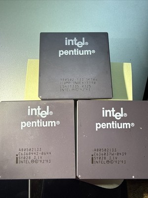 A80502133 SY028 pentium INTEL 133MHZ NOS GOLD VINTAGE Set of 3