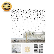 Removable Waterproof Star Wall Decals - 174pcs Black Decor for Children's Rooms