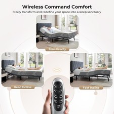 Wireless Remote Control Adjustable Bed Frame with 4 USB A C Port,Ergonomic Frame
