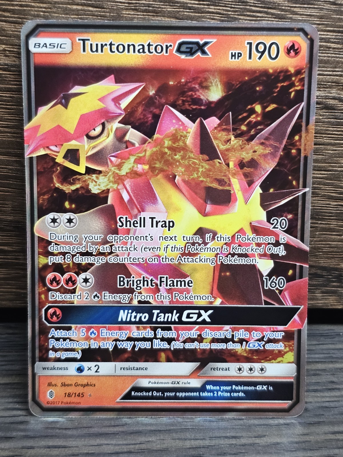 Pokémon TCG Turtonator GX Guardians Rising 18/145 Holo Ultra Rare - NM Card