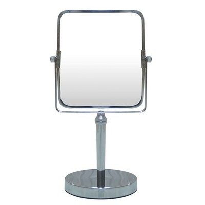 Square Two Sided 5X Chrome Framed Freestanding Makeup / Shaving Mirror