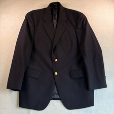 Chaps Ralph Lauren Blazer Sport Coat Men 42R Navy Blue Gold Buttons Wool VTG