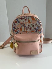 Loungefly Disney Aladdin Rajah Floral Mini Backpack peach pink