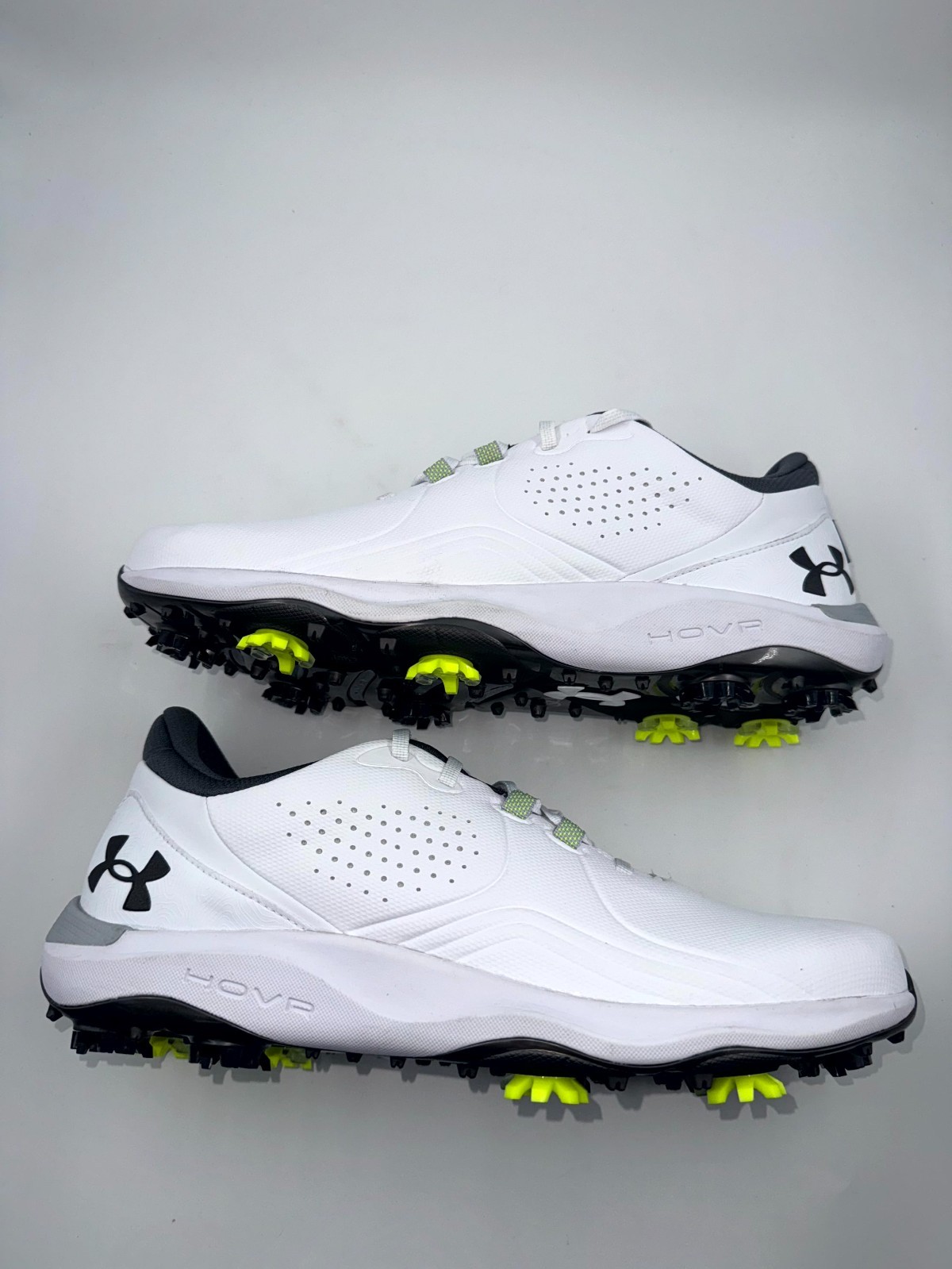 Under Armour Drive Pro Mens 11 White Metallic Gun Metal Golf Shoes 3026918-100
