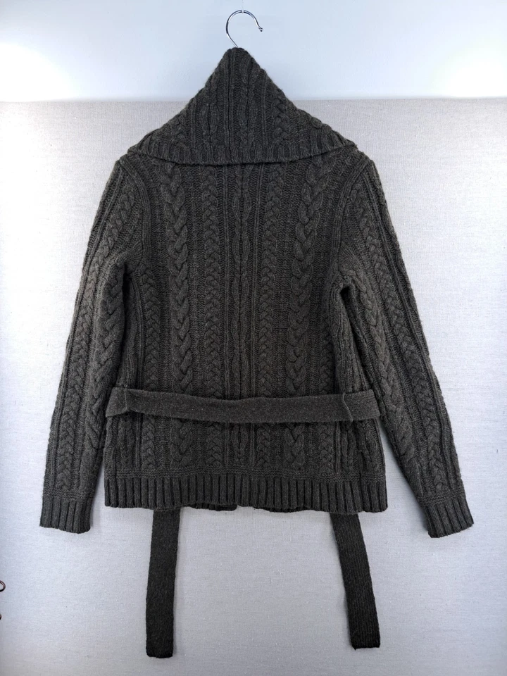 Cardigã Ralph Lauren Rugby Lã Suéter Feminino Pequeno Xale Verde Cinto Angorá - Imagem 2 de 4