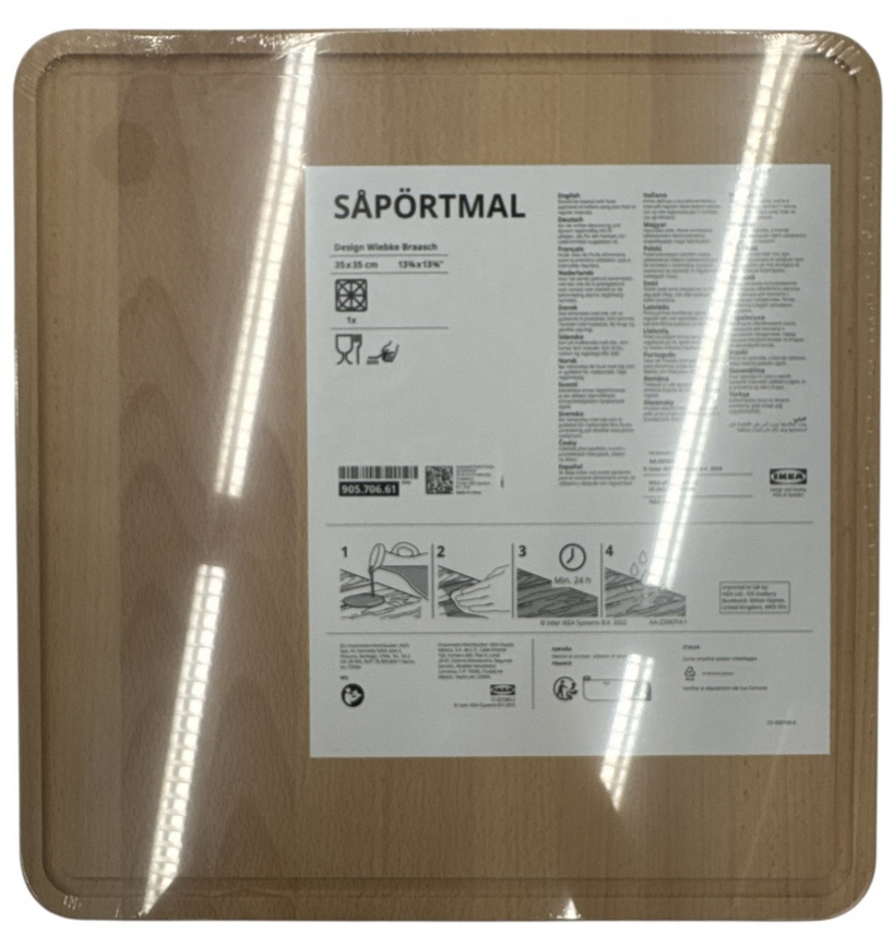 New IKEA SAPORTMAL Beech Chopping Board 35x35 cm (13 ¾x13 ¾