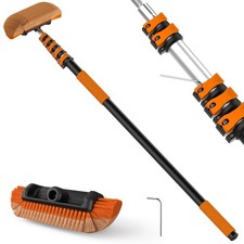 Car Wash Brush with Handle, 3-12 FT Telescopic Extension Pole, Upgraded Flip-...
