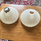 Antique Opalescent Milk Glass Pendant Light Umbrella Shade 2.25” Fitter Scallop