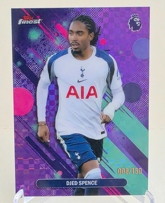 2025-26 TOPPS FINEST PREMIER LEAGUE DJED SPENCE PURPLE CHECKERBOARD Ser #008/150