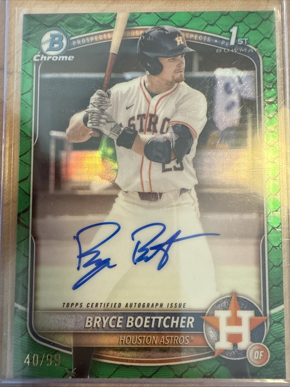 2025 Bowman Chrome 1st Bowman Bryce Boettcher Green Reptilian Auto /99