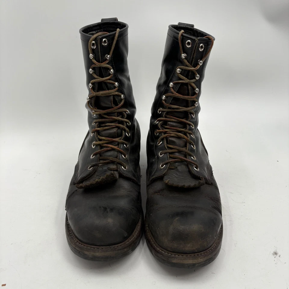 Botas Leñadoras Vibram 11 C De Colección Red Wing Para Hombre Cuero Negro Hechas en EE. UU. Foto 4 de 4