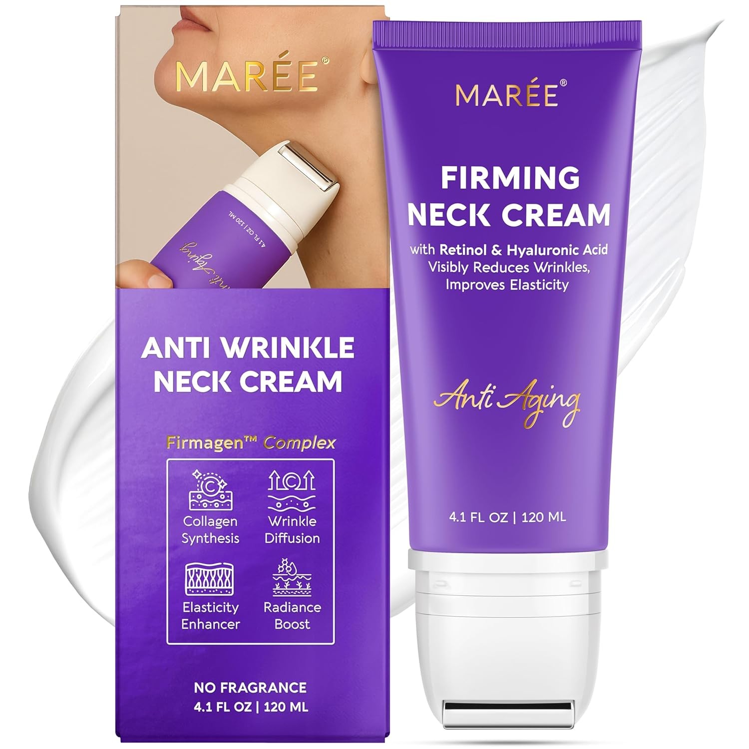 MAREE Neck Cream with Face Roller – Neck Creams For Tightening and Firming –