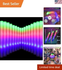Light Up Glow Sticks Bulk, LED Foam Sticks in The Dark with 3 Modes Flashing ...