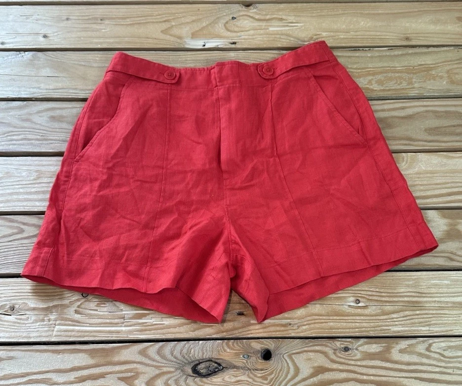 Madewell NWT $68 Women’s Linen Shorts Size 4 Red I12