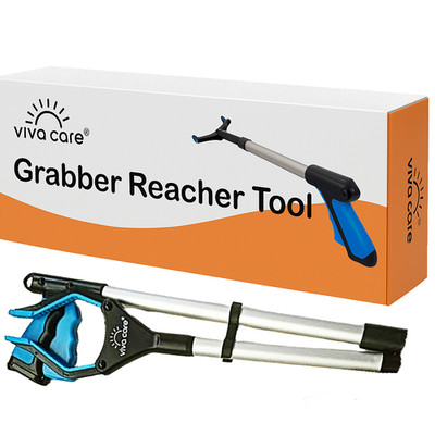 Foldable Grabber Reacher with Rotatable Head, Lightweight, 32'' Long, Blue